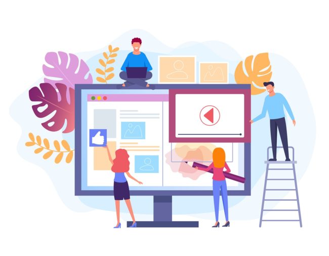 People characters working at web site project. Web development concept. Vector flat graphic design isolated illustration why-you-need-a-website